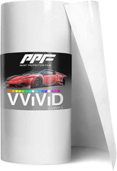 VViViD clear PPF front packaging showing roll and dimensions, protecting paint