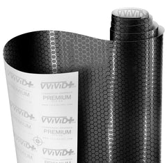 VViViD front view showing honeycomb matte black panel and packaging benefit of clear pattern