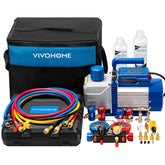 VIVOHOME front view of pump and manifold set showing compact layout and portability