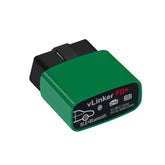 vLinker FD+ front connector showing OBD-II plug and easy install benefit