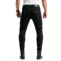 VNFOX close-up of YKK zipper and double-button for reinforced durability and secure closure
