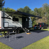 Vocray front view on campsite provides clean outdoor living area