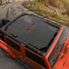 Voodonala front view on Jeep JK showing shade reducing glare