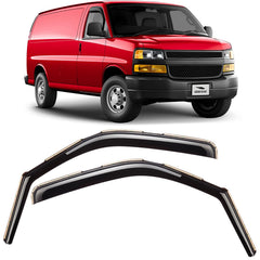 Voron Glass front profile on Chevy Express showing sleek weather protection benefits