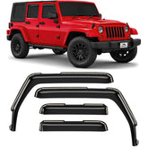 Voron Glass front side view on Jeep Wrangler JK showing sleek fit and weather protection