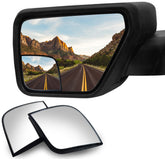 VrooeCoe front view on F-150 mirror showing wider visibility benefit