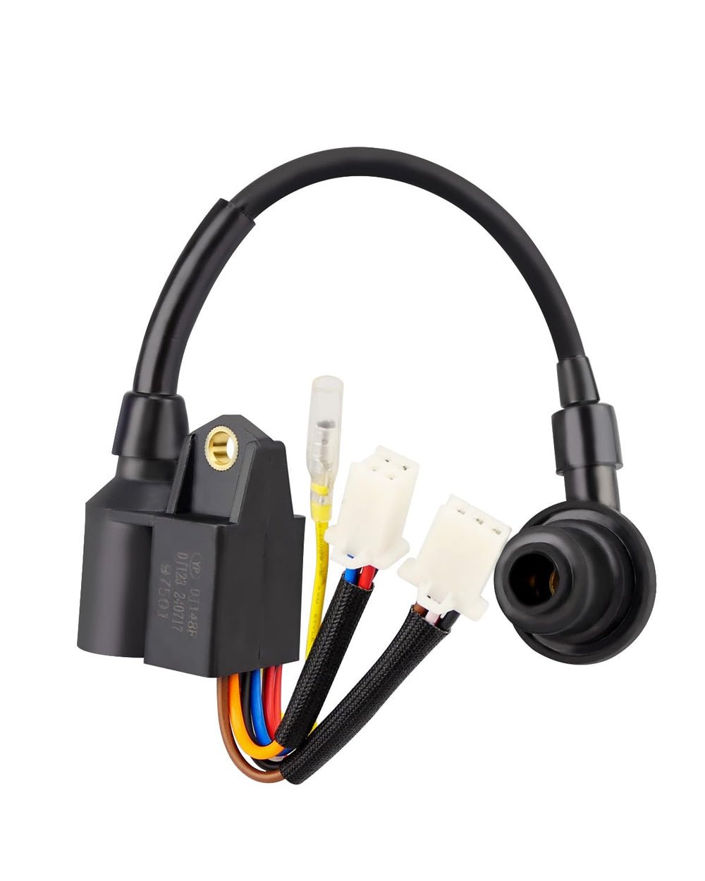 Vudajuley ignition coil front view showing compact design and reliable spark delivery