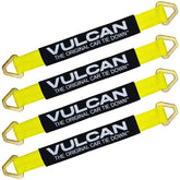 VULCAN front pack view showing four yellow axle straps and labeling for quick identification