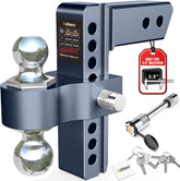 vullteeon front overview showing full 8-inch adjustable hitch and dual balls for versatile towing