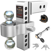 vullteeon front view assembled hitch showing dual balls and sturdy build for reliable towing