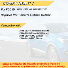 Vurkcy rear label of key fob showing FCC ID and frequency for verification