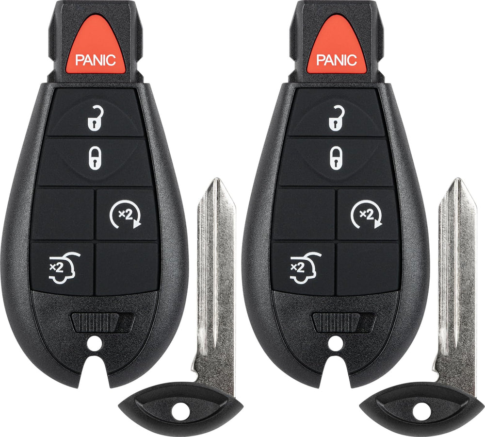 Vurkcy front view of two replacement key fobs showing button layout and fit