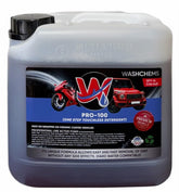 W Pro100 front label on 4L jug showing product identity and usage benefits