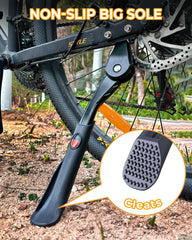 Wakano kickstand extended and retracted to show adjustable length for wheel sizes