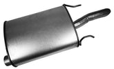 Walker muffler front view showing inlet and outlet, durable fit for replacement