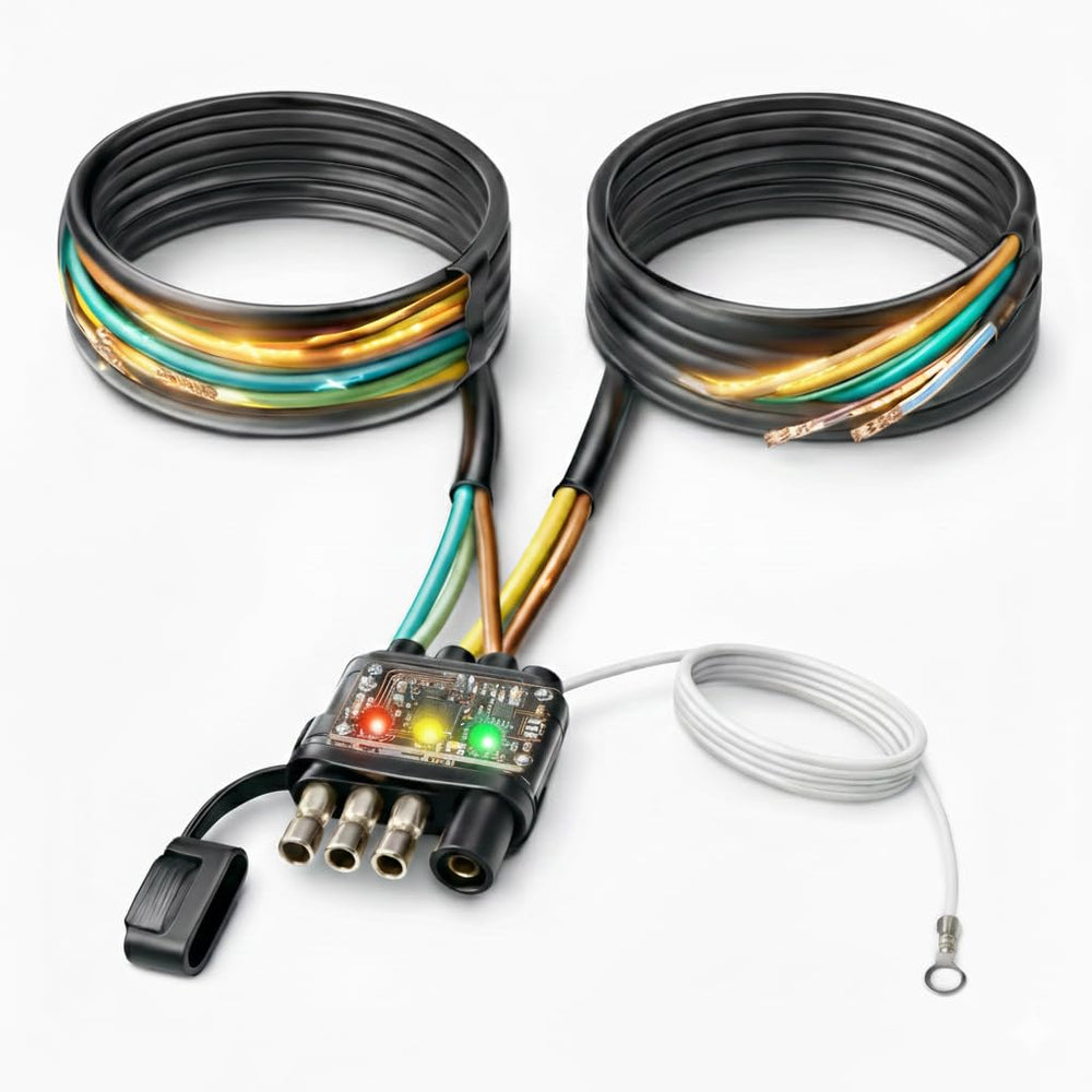 WALSIO front view of full 26ft harness showing plug and jacket, durable protection