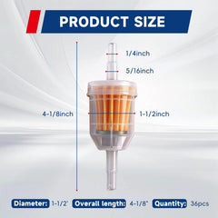 waltyotur close-up of one inline fuel filter revealing construction and fit