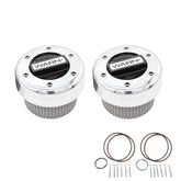 WARN hub pair front view showing fit and OEM styling for reliable replacement