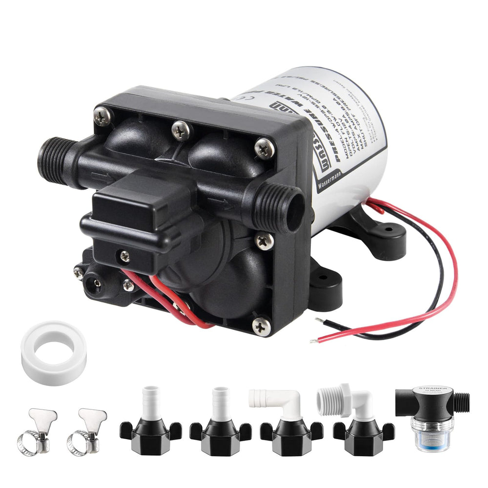 WASSERMANN front view pump showing compact housing and mounting points for easy installation