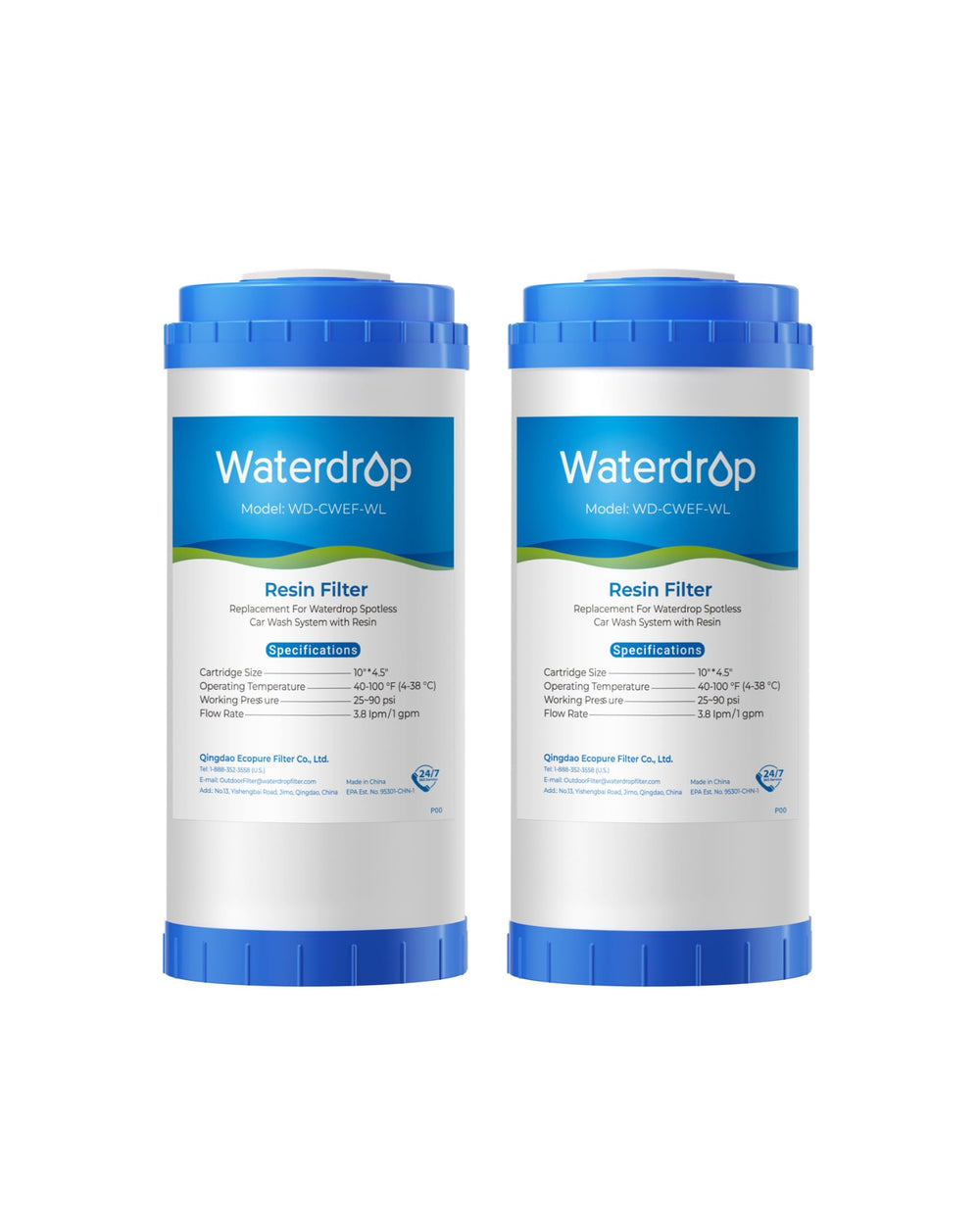 Waterdrop front view of CWE filter housing showing compact, space-saving design