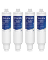 Waterdrop front view showing compact hard water filter and hose connection, improving final rinse