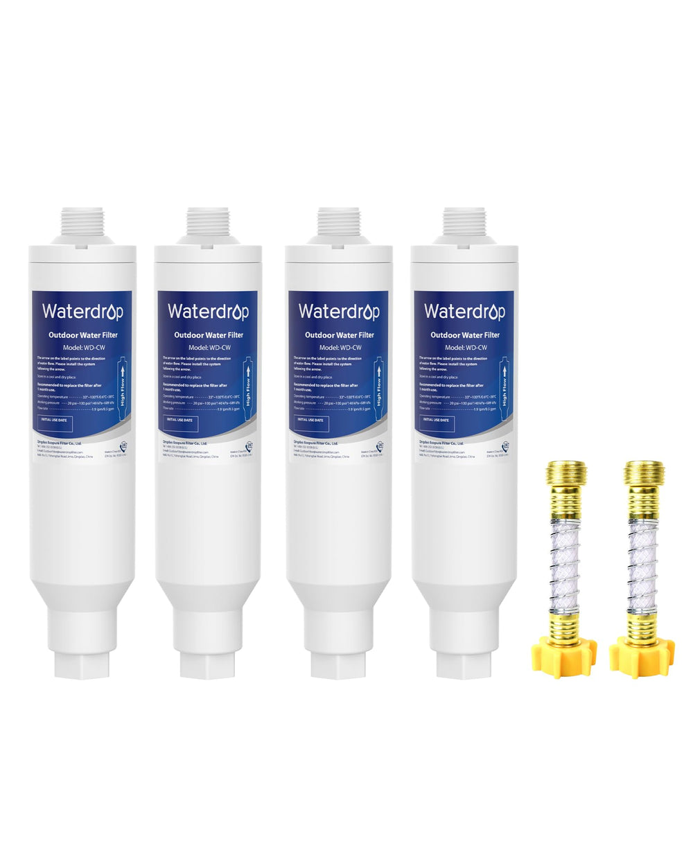 Waterdrop front view of hose filter showing compact design and easy connection benefit