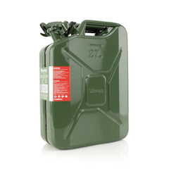 Wavian front view of 20L NATO jerry can showing sturdy construction and green finish for reliable storage