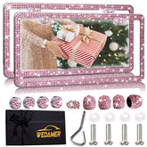WEDAMER front view pink bling frame showing stylish vehicle upgrade