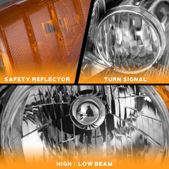 WEELMOTO right headlight close-up showing lens clarity and reflector benefit