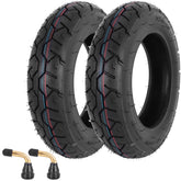 WEIYINGSI front view of both 3.50-10 tires showing profile and benefit of durable design