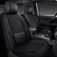 WENNFOUR front seat fit showing custom Tacoma contour protection and neat finish