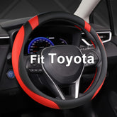 West Llama front view of black and red steering wheel cover showing style and fit