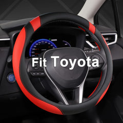 West Llama front view of black and red steering wheel cover showing style and fit