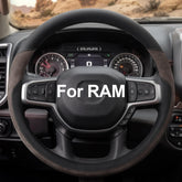 West Llama front view of brown steering wheel cover showing fit and finish for cleaner interior
