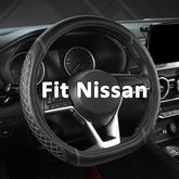 West Llama front view of D-shaped steering wheel cover showing fit and color