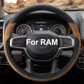 West Llama front view of dark brown steering wheel cover showing fit and finish