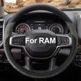 West Llama front view of gray steering wheel cover showing fit and color benefits