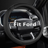 West Llama front packaging of steering wheel cover showing sleek black finish and fit