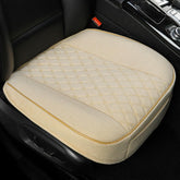 West Llama front seat cover packaging view showing two beige covers and benefits