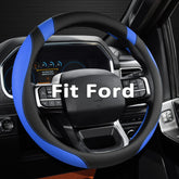 West Llama front view of black and blue steering wheel cover showing clean styling and fit