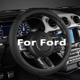 West Llama front view of black steering wheel cover showing sleek fit and protection