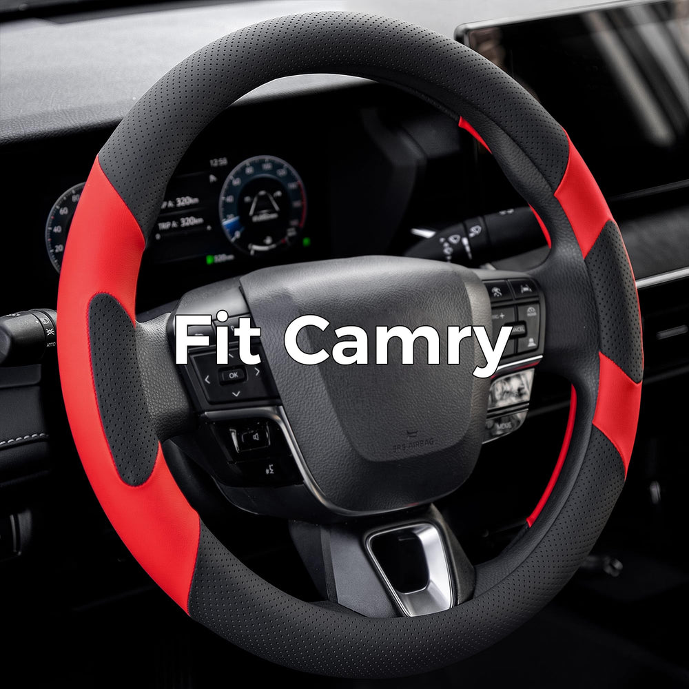 West Llama front view showing black red steering wheel cover adding style