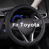 West Llama front view of black steering wheel cover showing sleek styling and fit