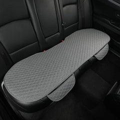 West Llama rear bench front view showing full gray cover and clean fit for protection
