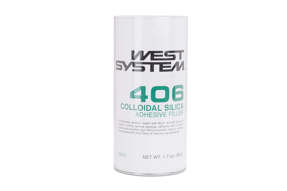 West System 406-2 front packaging showing filler jar and non-sag benefit