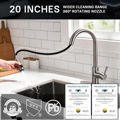WEWE faucet close-up handle showing ceramic cartridge for smooth control and lasting performance