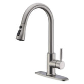 WEWE faucet front view showing brushed nickel finish and modern tulip design benefit durable style