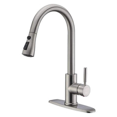 WEWE faucet front view showing brushed nickel finish and modern tulip design benefit durable style