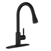 WEWE faucet front view showing matte black finish and elegant tulip design for modern kitchens