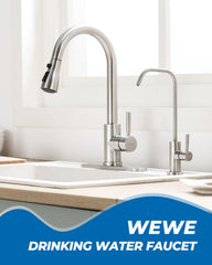 WEWE RO close-up of spout showing stainless flow path and smooth water delivery